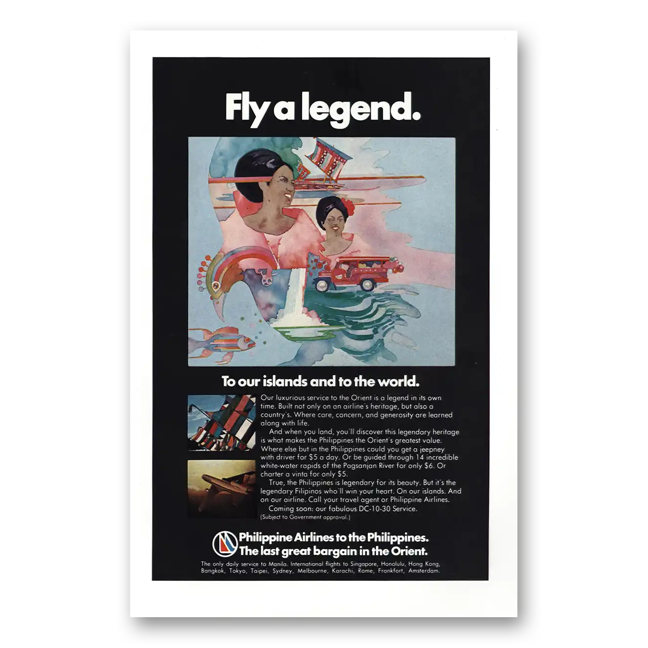1974 Philippine Airlines Fly a Legend Vintage Magazine Print Ad