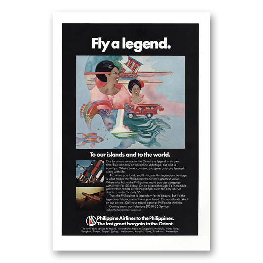 1974 Philippine Airlines Fly a Legend Vintage Magazine Print Ad