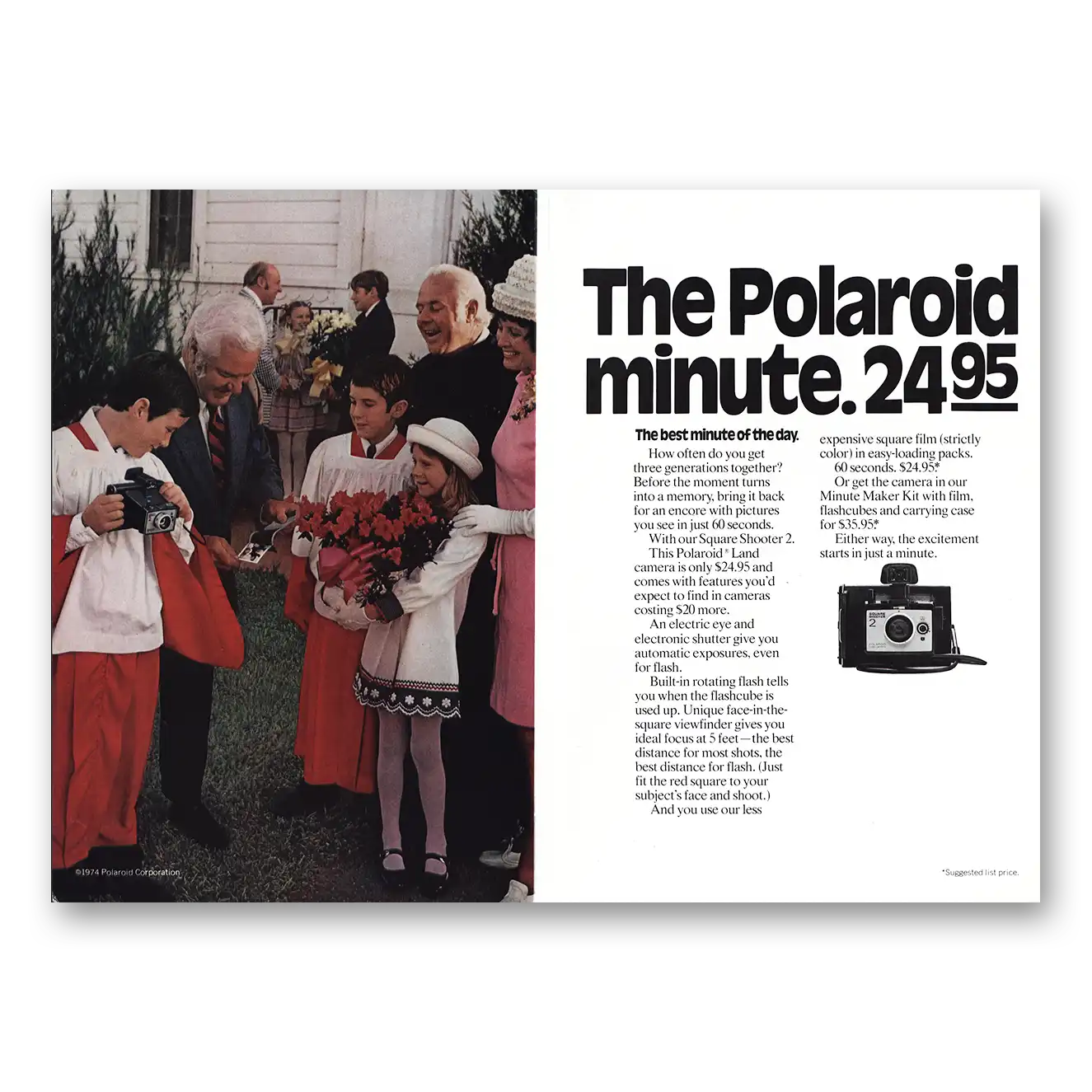 1974 Polaroid Square Shooter Best Minute of the Day Vintage Magazine Print Ad