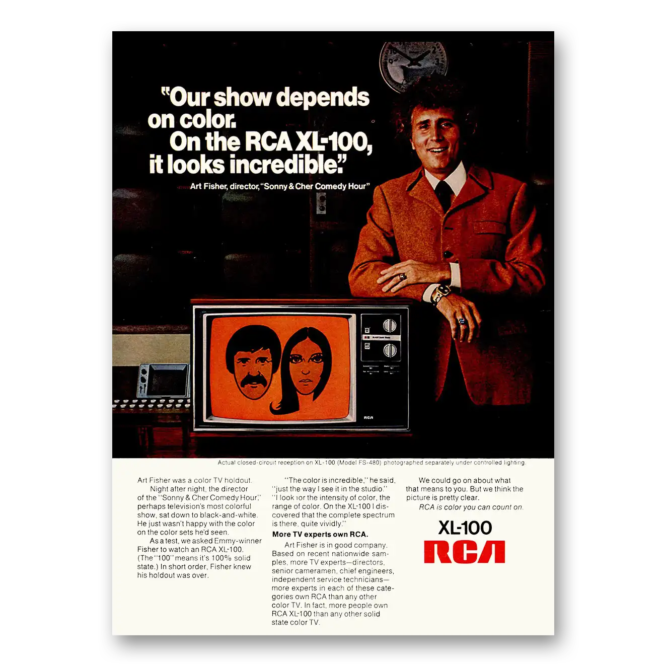 1974 RCA Television Art Fisher Director Sonny and Cher Vintage Magazine Print Ad