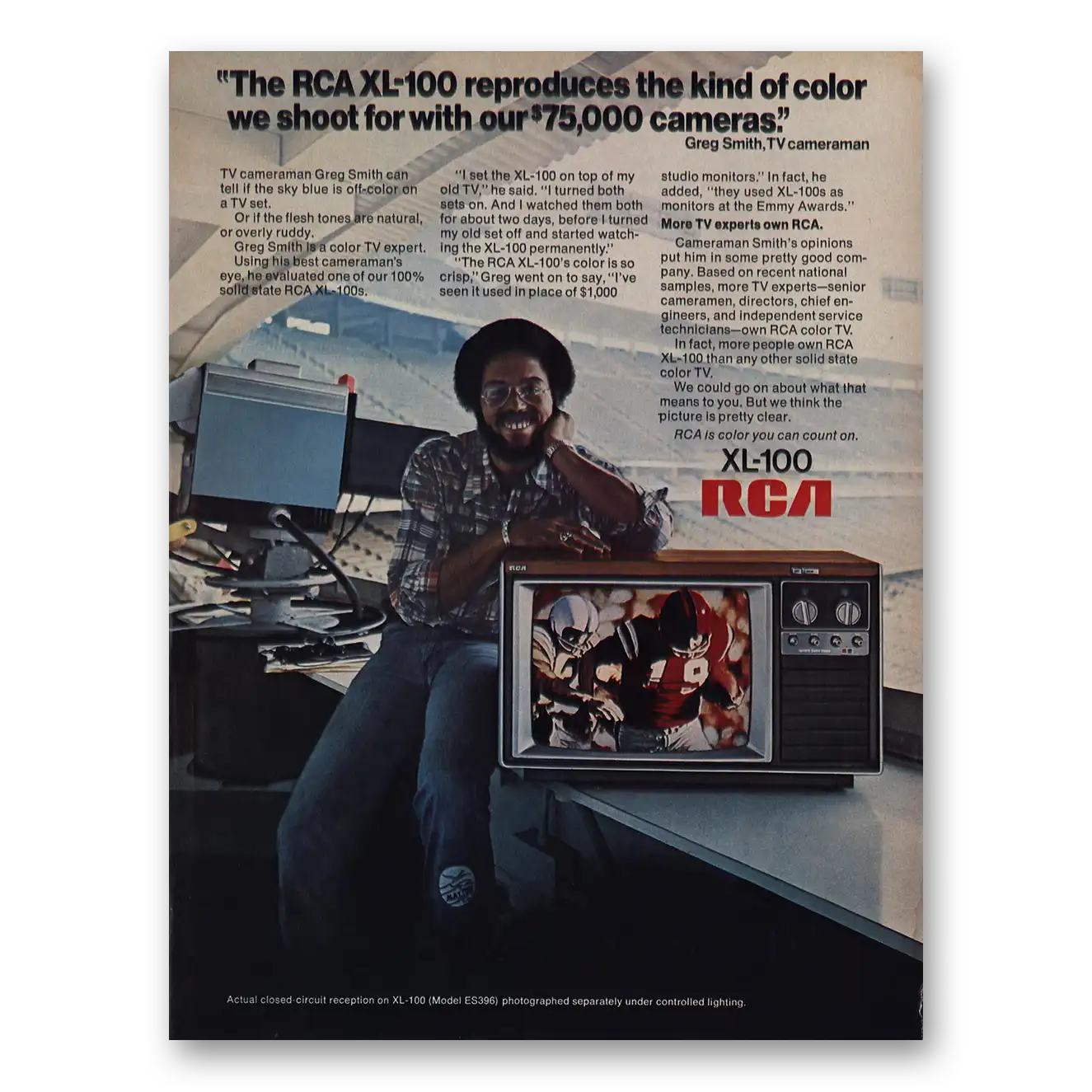 1974 RCA Television Greg Smith TV Cameraman Vintage Magazine Print Ad