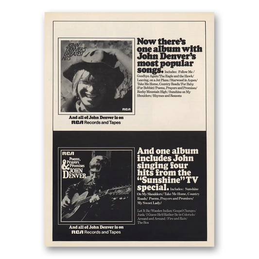 1974 RCA Records John Denver Vintage Magazine Print Ad