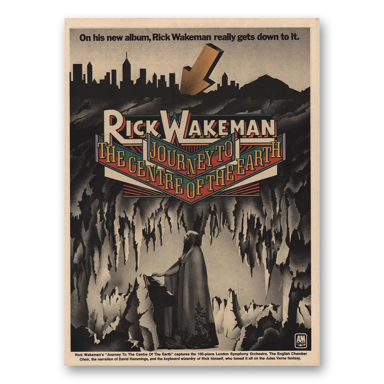 1974 Rick Wakeman Promo Journey to Centre of the Earth Vintage Magazine Print Ad