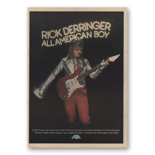 1974 Rick Derringer Promo All American Boy Vintage Magazine Print Ad