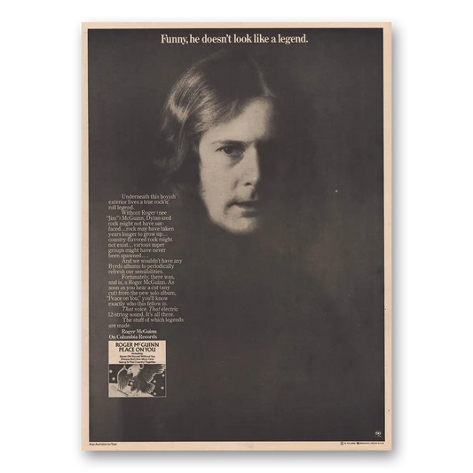 1974 Roger McGuinn Promo He Doesn't Look Like a Legend Vintage Magazine Print Ad