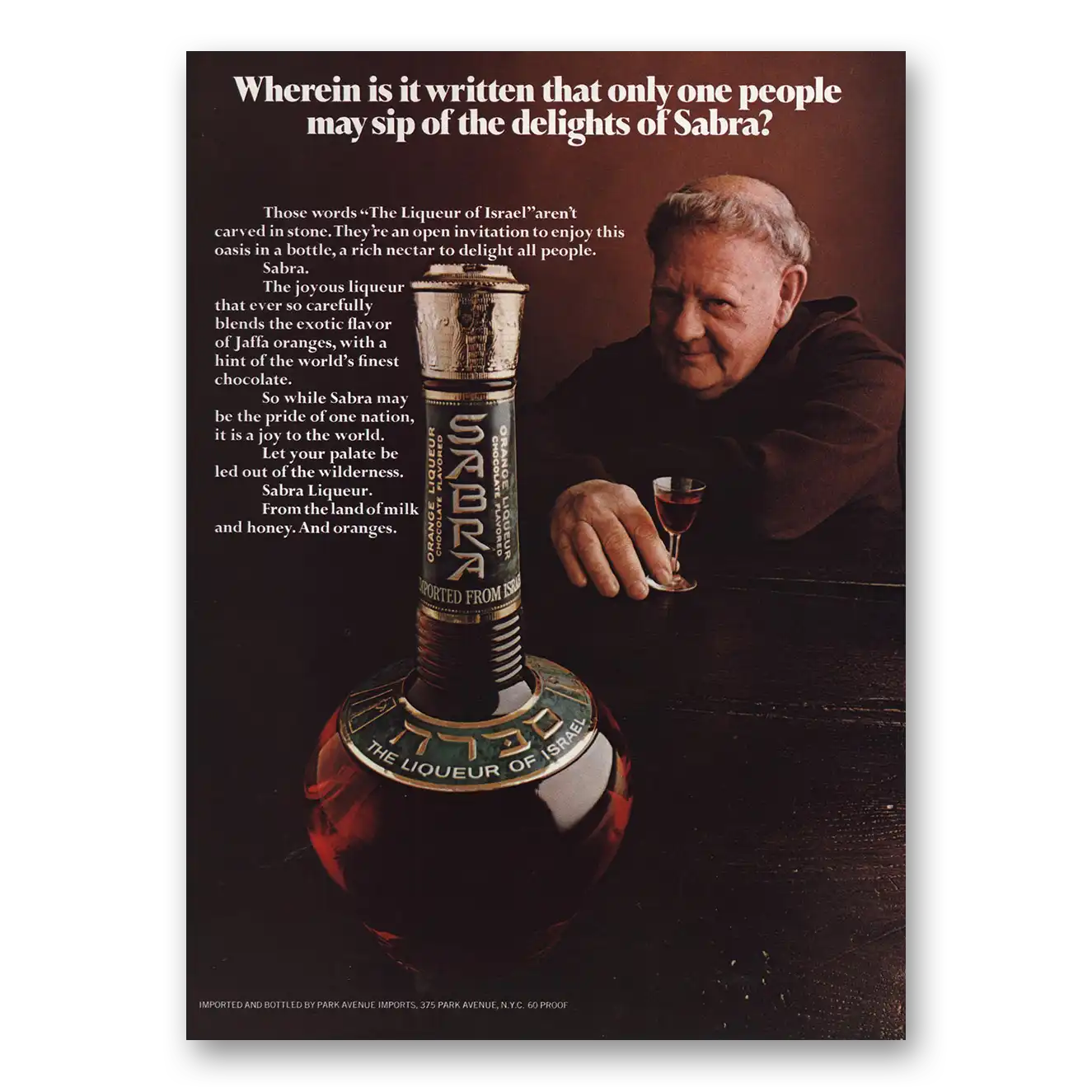 1974 Sabra Liqueur Wherein Is It Written Vintage Magazine Print Ad