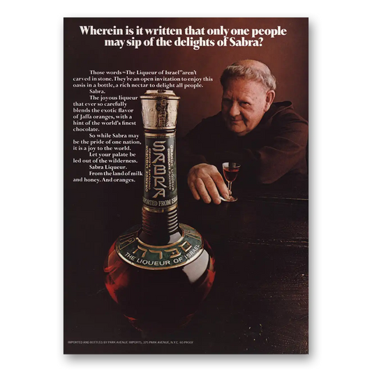 1974 Sabra Liqueur Wherein Is It Written Vintage Magazine Print Ad