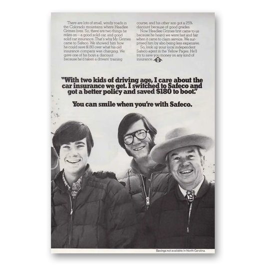 1974 Safeco Insurance Two Kids of Driving Age Vintage Magazine Print Ad