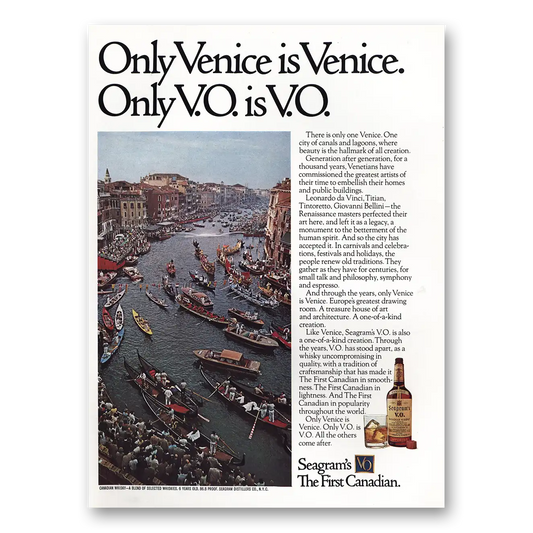 1974 Seagrams VO Whisky Only Venice Is Venice Vintage Magazine Print Ad