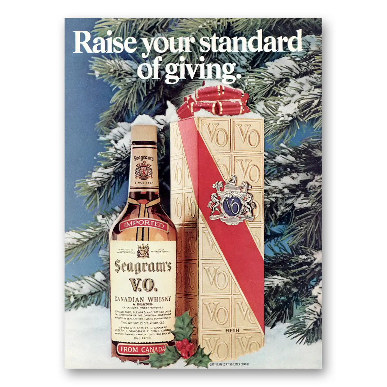 1974 Seagrams VO Whisky VO Raise Your Standard of Giving Vintage Magazine Print Ad