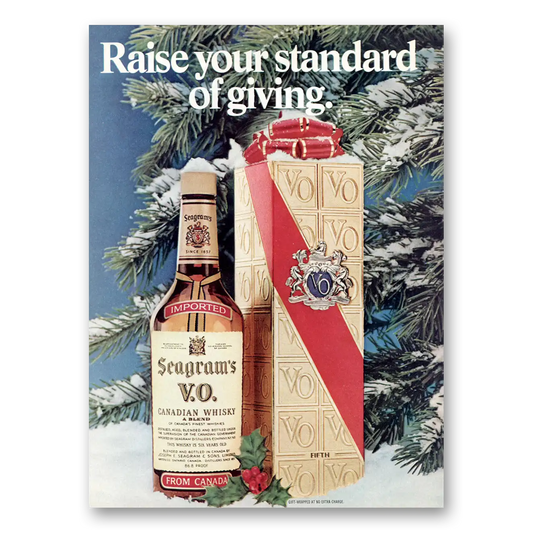 1974 Seagrams VO Whisky VO Raise Your Standard of Giving Vintage Magazine Print Ad