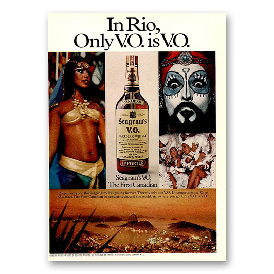 1974 Seagrams VO Whisky Rio Only VO Is VO Vintage Magazine Print Ad