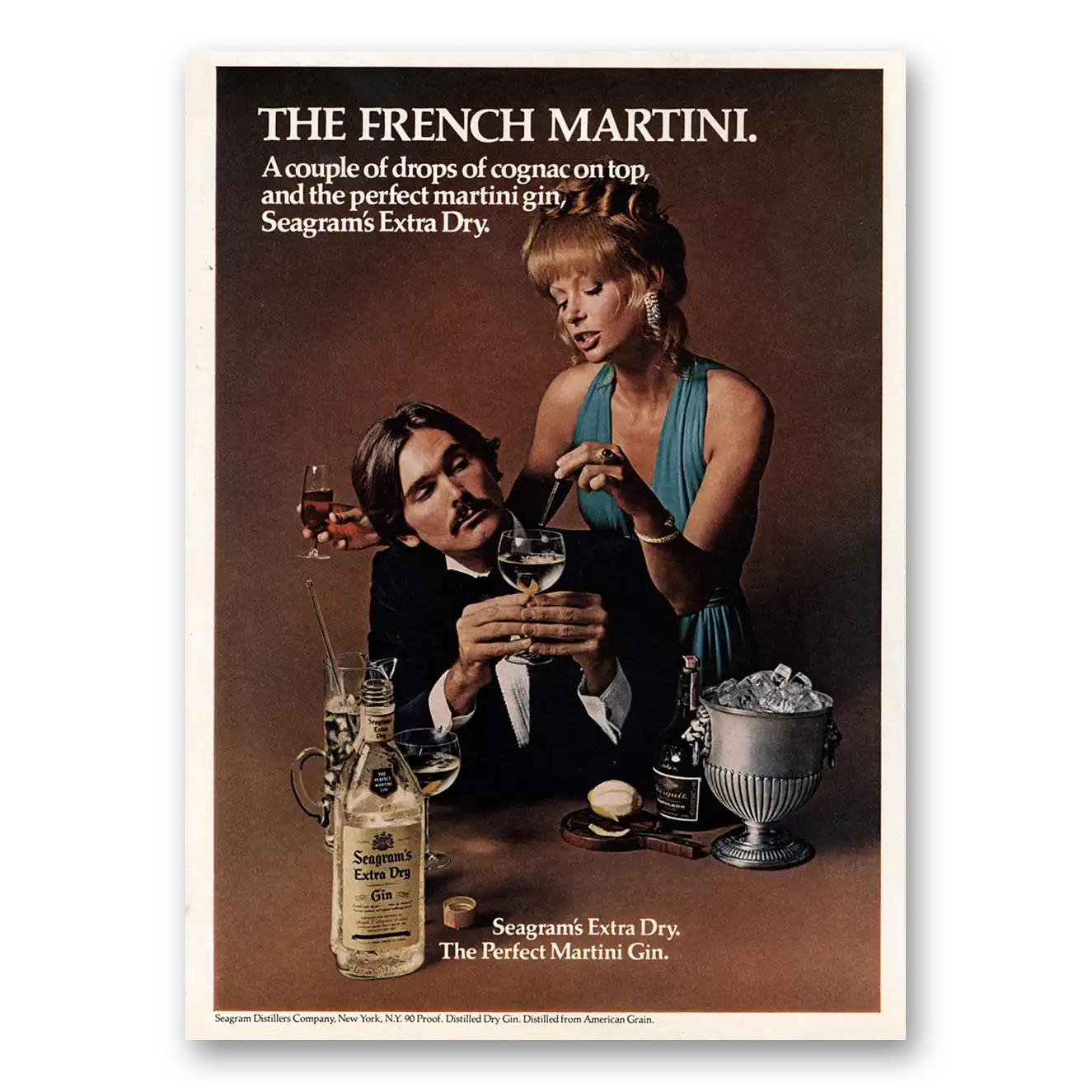 1974 Seagrams Extra Dry Gin French Martini Vintage Magazine Print Ad