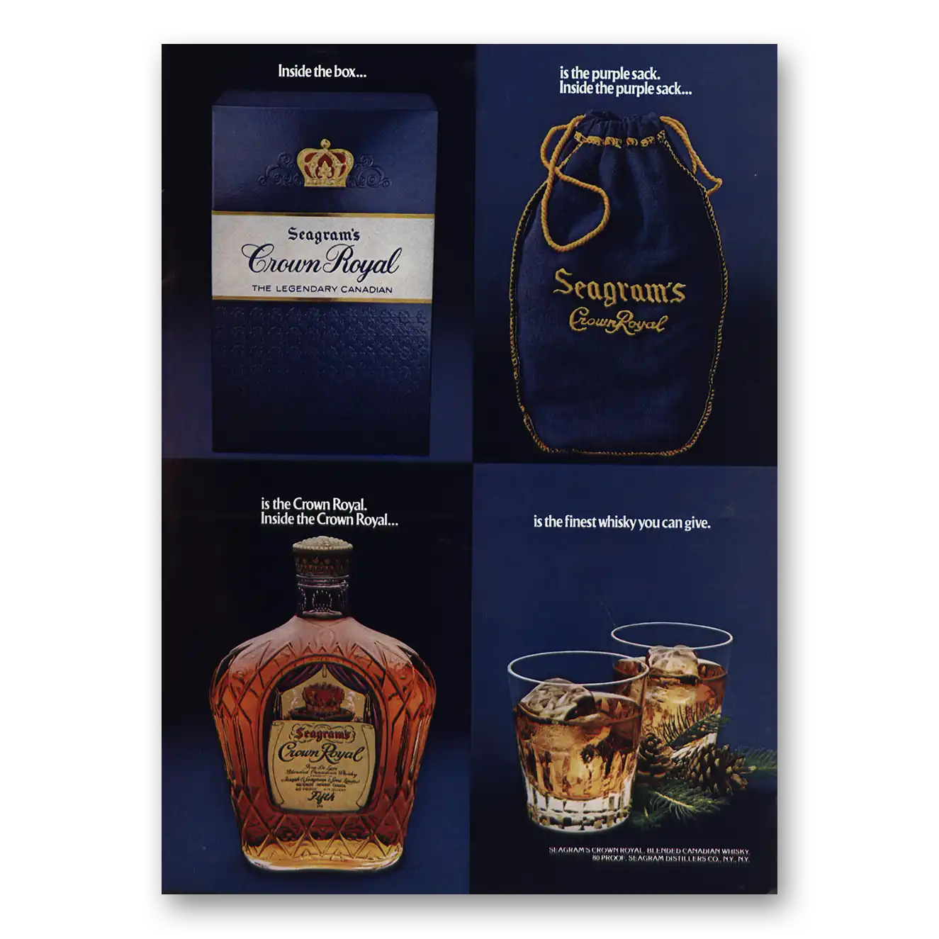 1974 Crown Royal Inside This Box Vintage Magazine Print Ad