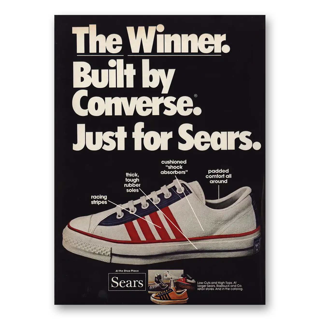 1974 Converse Shoes Winner Red White Blue Vintage Magazine Print Ad