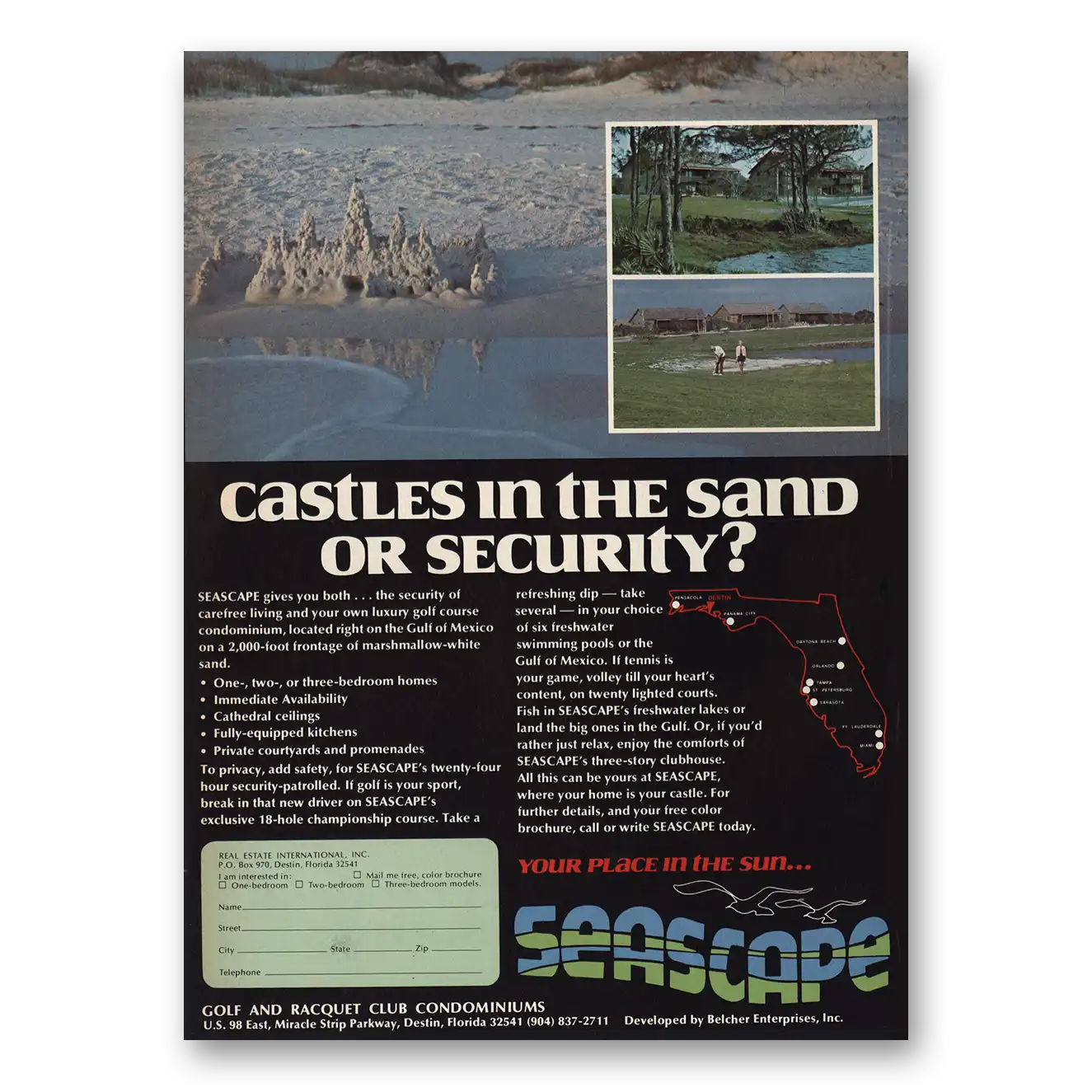 1974 Seascape Condominiums Castles In the Sand Vintage Magazine Print Ad