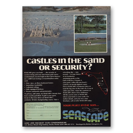 1974 Seascape Condominiums Castles In the Sand Vintage Magazine Print Ad