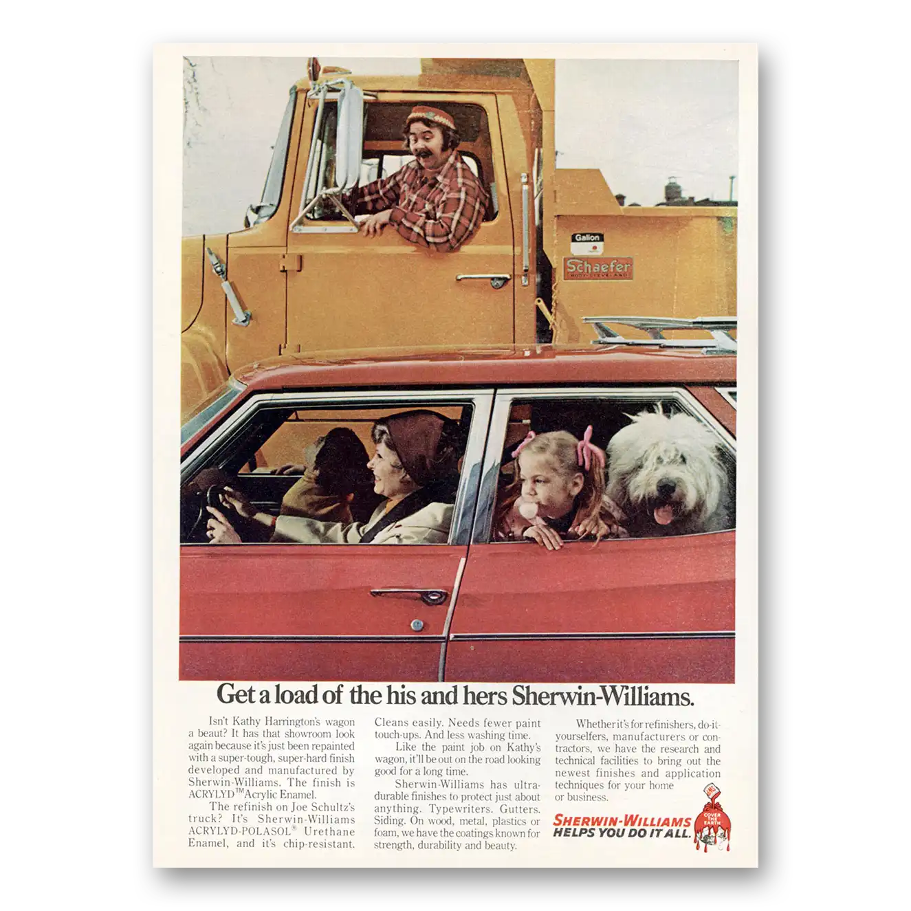 1974 Sherwin Williams Paints Get a Load of the His and Hers Vintage Magazine Print Ad