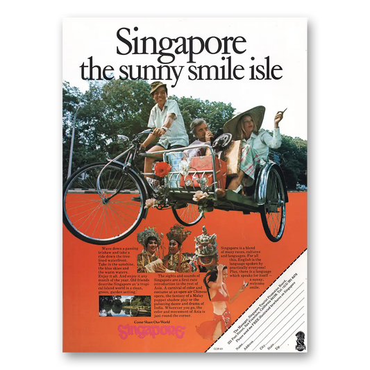 1974 Singapore Sunny Smile Isle Vintage Magazine Print Ad