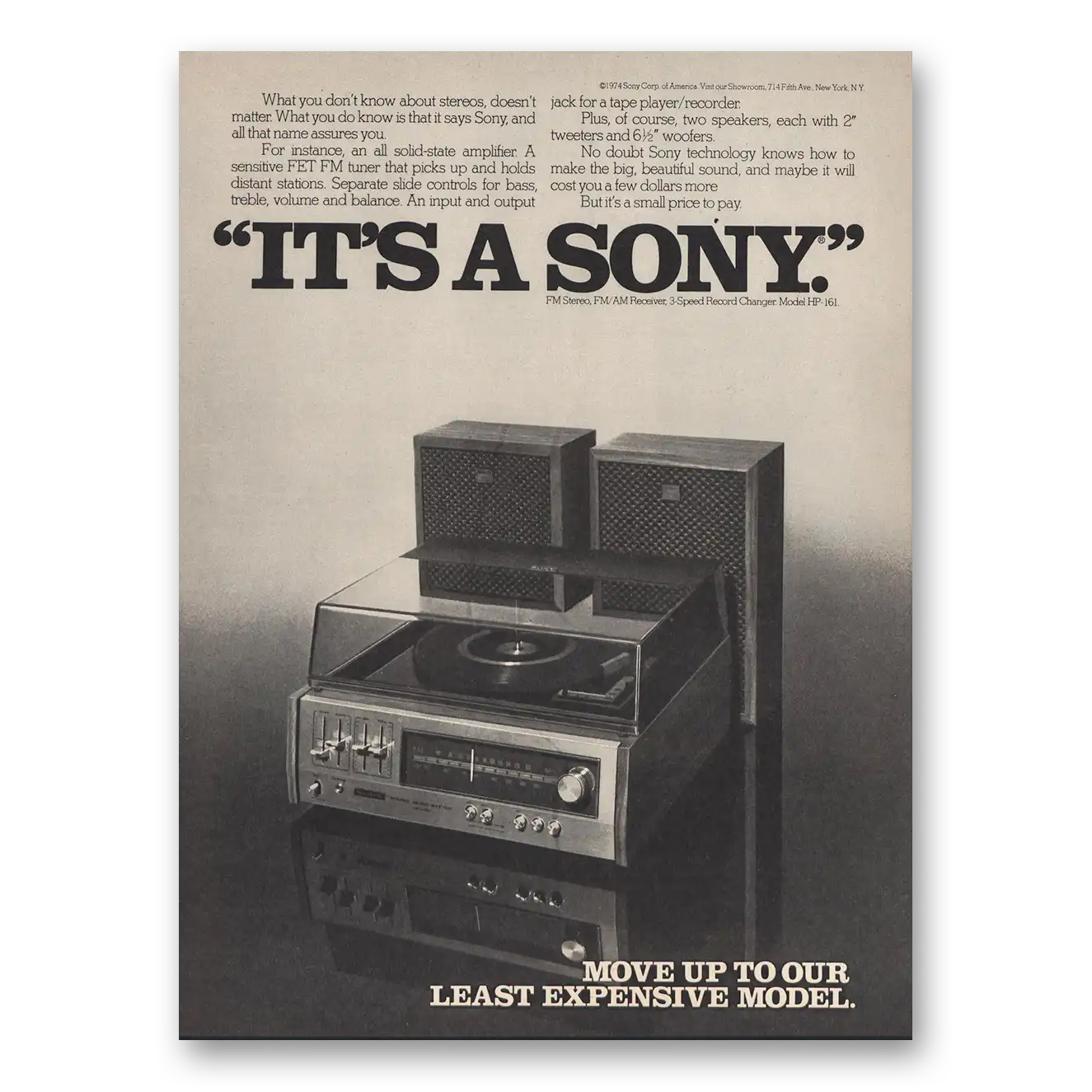 1974 Sony Stereo Its Sony Vintage Magazine Print Ad