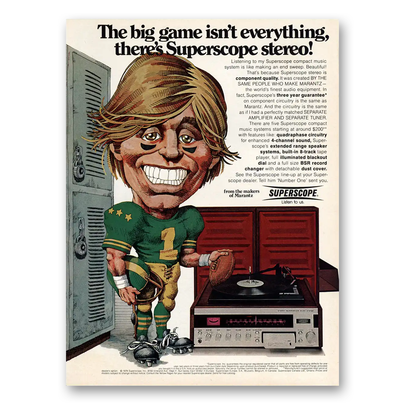 1974 Superscope Stereo Big Game Isnt Everything Vintage Magazine Print Ad