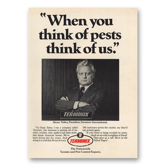 1974 Terminix When You Think of Pests Think of Us Vintage Magazine Print Ad