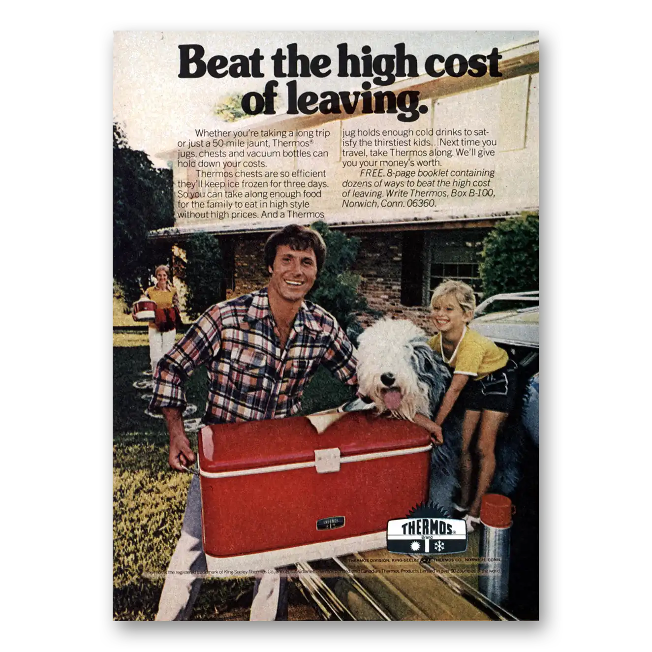 1974 Thermos Beat the High Cost of Living Vintage Magazine Print Ad