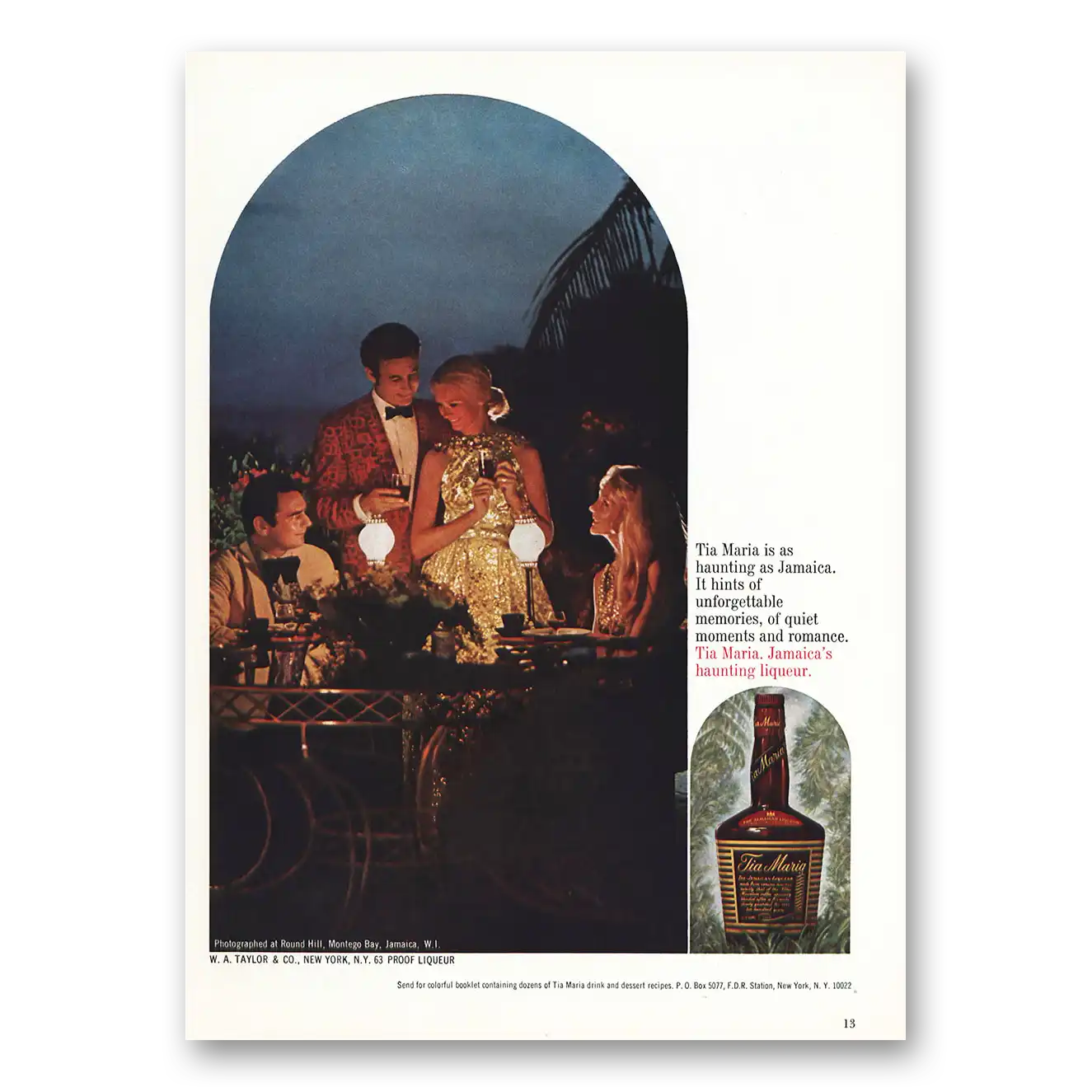 1974 Tia Maria Liqueur As Haunting as Jamaica Vintage Magazine Print Ad