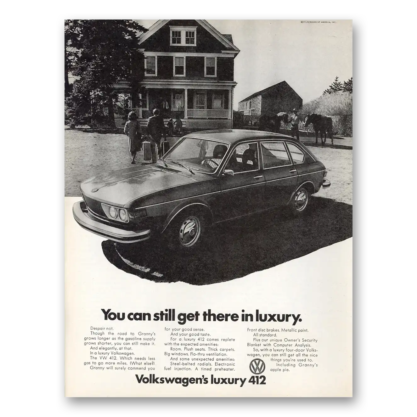 1974 Volkswagen Luxury 412 You Can Still Get There in Luxury Vintage Magazine Print Ad