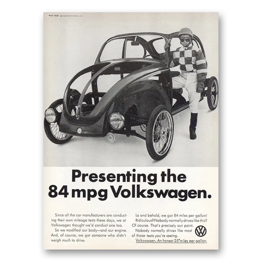 1974 Volkswagen Beetle Presenting the 84 Mpg Volkswagen Vintage Magazine Print Ad