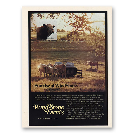 1974 Wind Stone Farms Carlisle Kentucky Vintage Magazine Print Ad