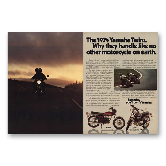 1974 Yamaha Motorcycles Twins Handle Like No Other Vintage Magazine Print Ad