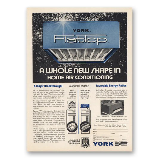 1974 York Air Conditioning Flat Top Vintage Magazine Print Ad