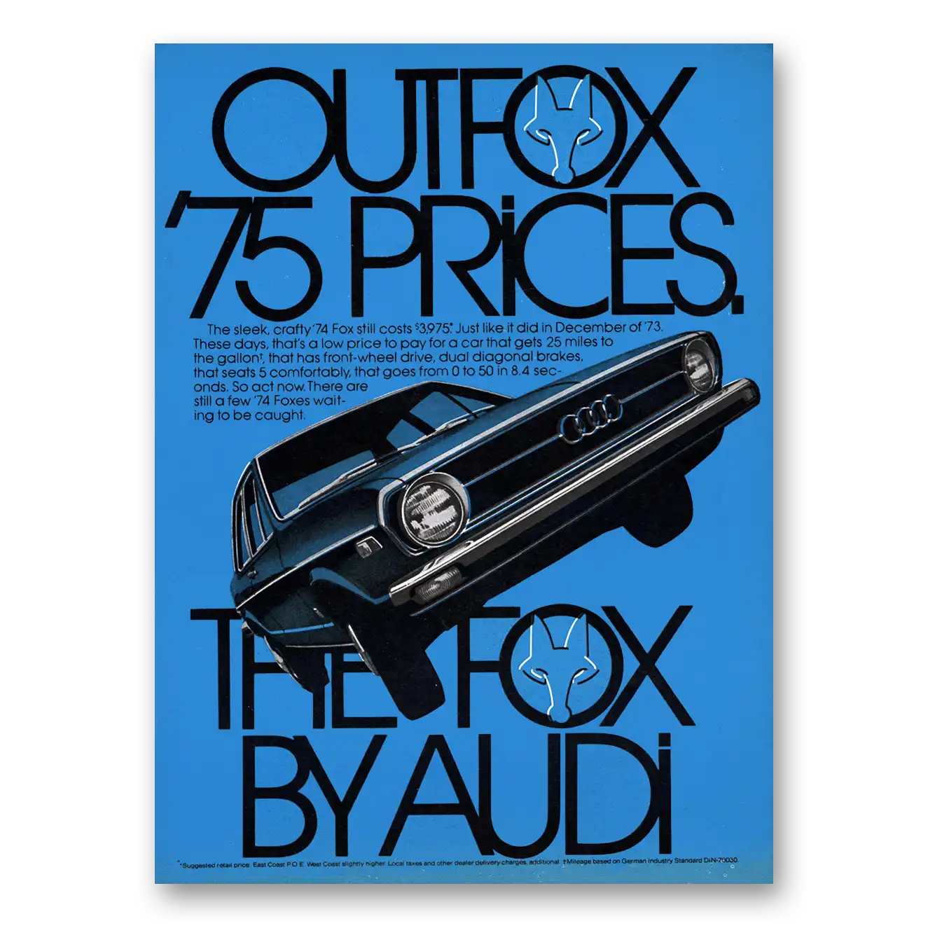 1975 Audi Fox Fox Outfox 75 Prices Vintage Magazine Print Ad