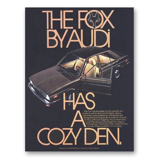 1975 Audi Fox Fox Has a Cozy Den Vintage Magazine Print Ad