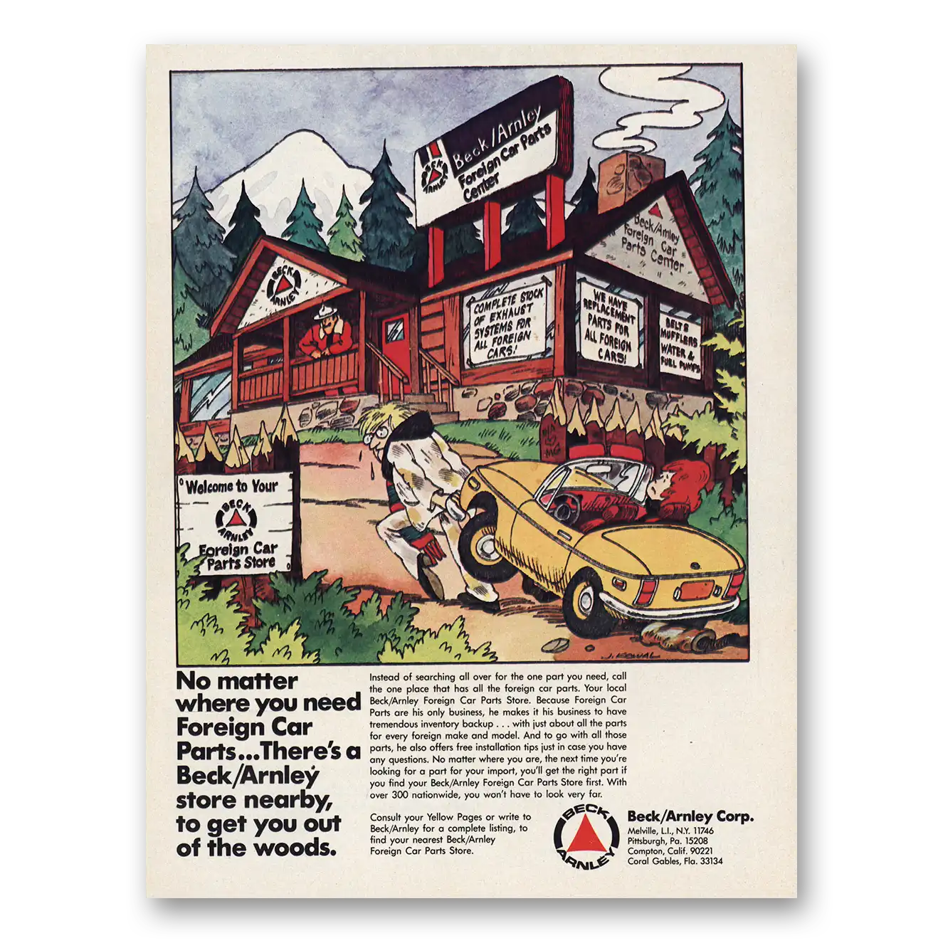 1975 Beck Arnley Get You Out of the Woods Vintage Magazine Print Ad