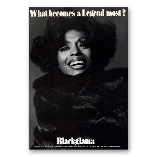 1975 Blackglama Diana Ross Vintage Magazine Print Ad