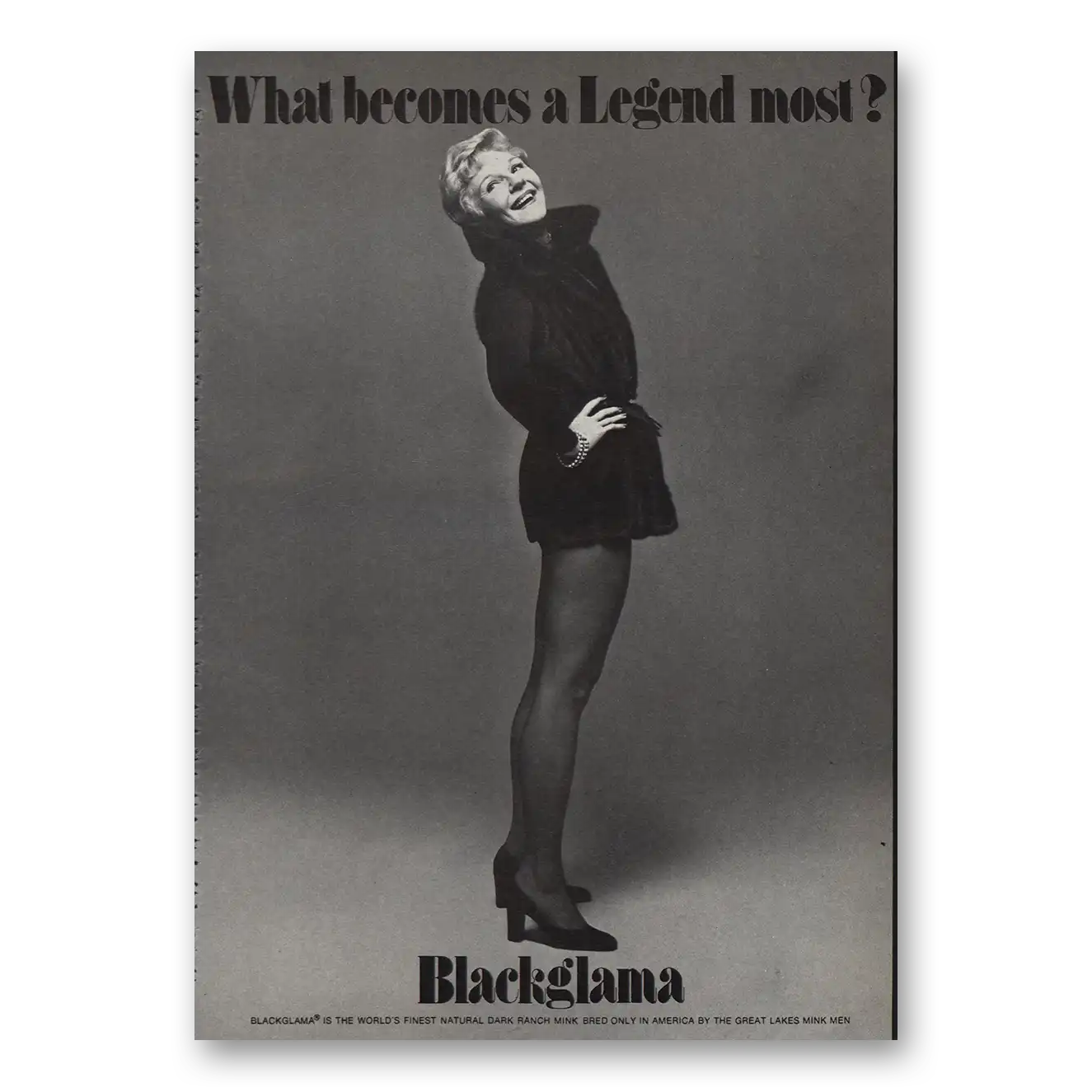 1975 Blackglama Mary Martin Vintage Magazine Print Ad