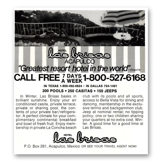 1975 Hotel Las Brisas Acapulco Greatest Resort Hotel in the World Vintage Magazine Print Ad