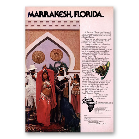 1975 Busch Gardens Marrakesh Dark Continent Busch Gardens Florida Vintage Magazine Print Ad