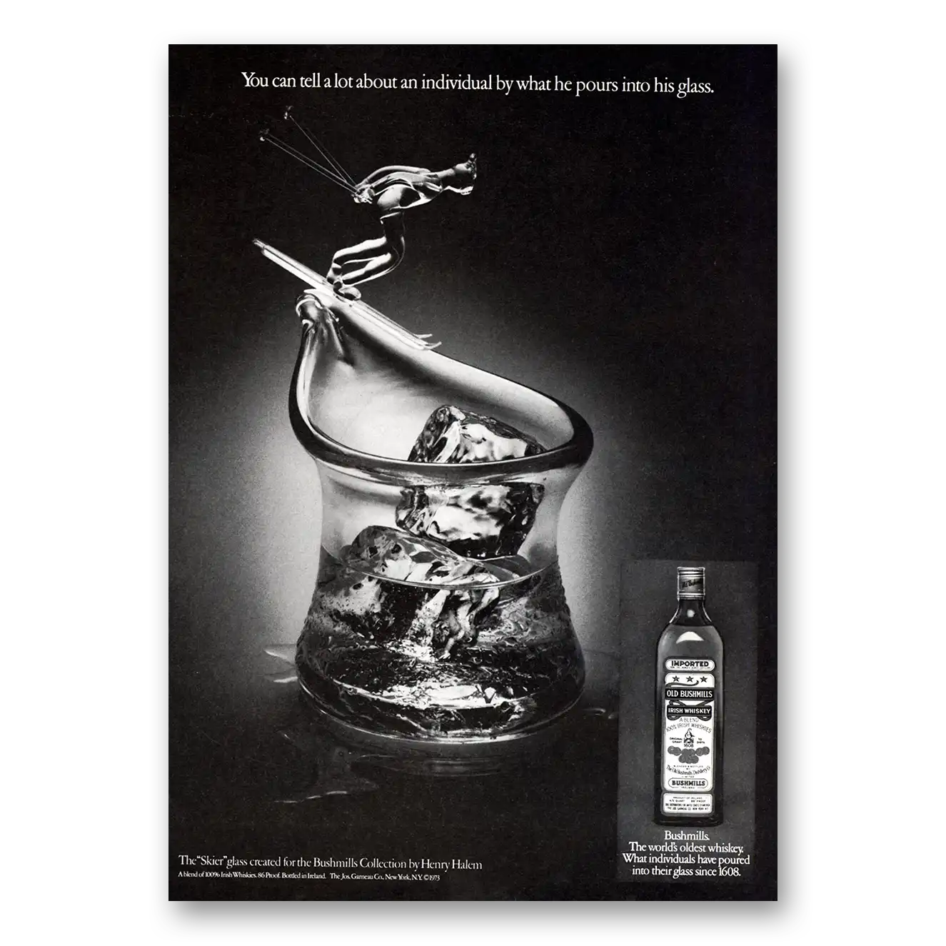 1975 Old Bushmills Whiskey Tell a Lot About an Individual By What He Pours Vintage Magazine Print Ad