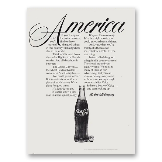 1975 Coca Cola America Stop and Think Just a Moment Vintage Magazine Print Ad