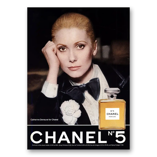 1975 Chanel No 5 Catherine Deneuve Vintage Magazine Print Ad
