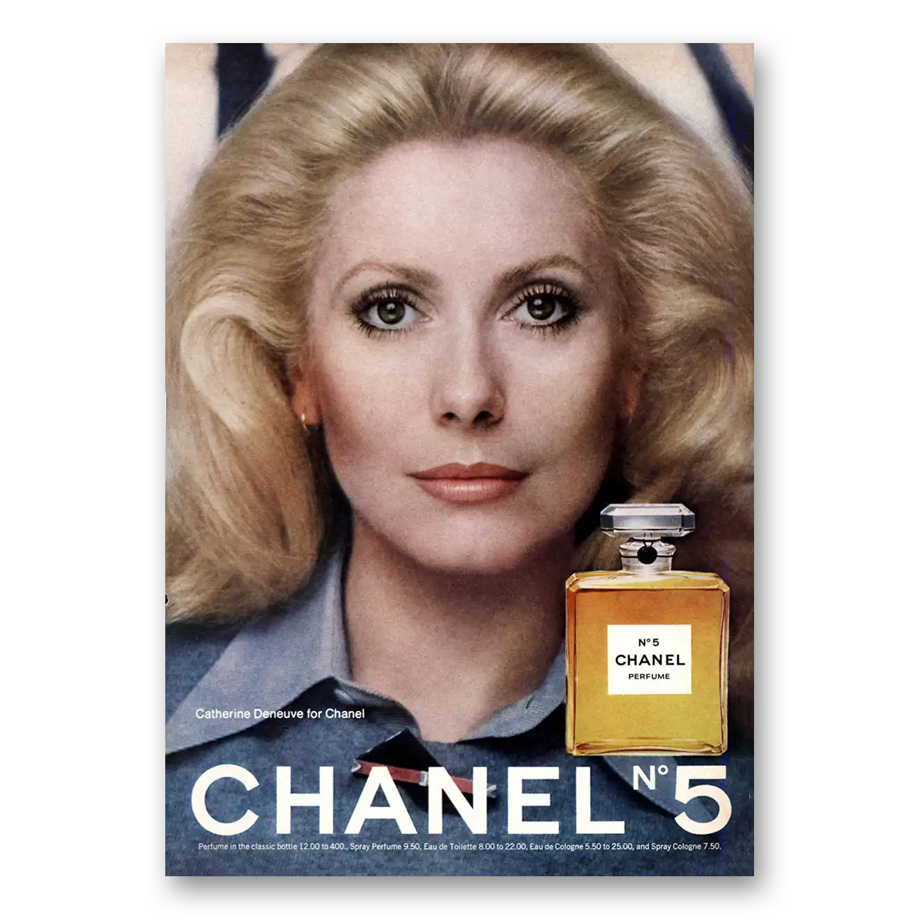 1975 Chanel No 5 Catherine Deneuve Vintage Magazine Print Ad