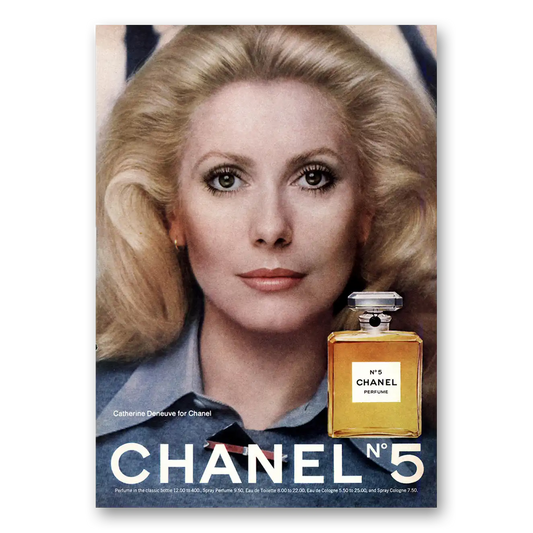 1975 Chanel No 5 Catherine Deneuve Vintage Magazine Print Ad