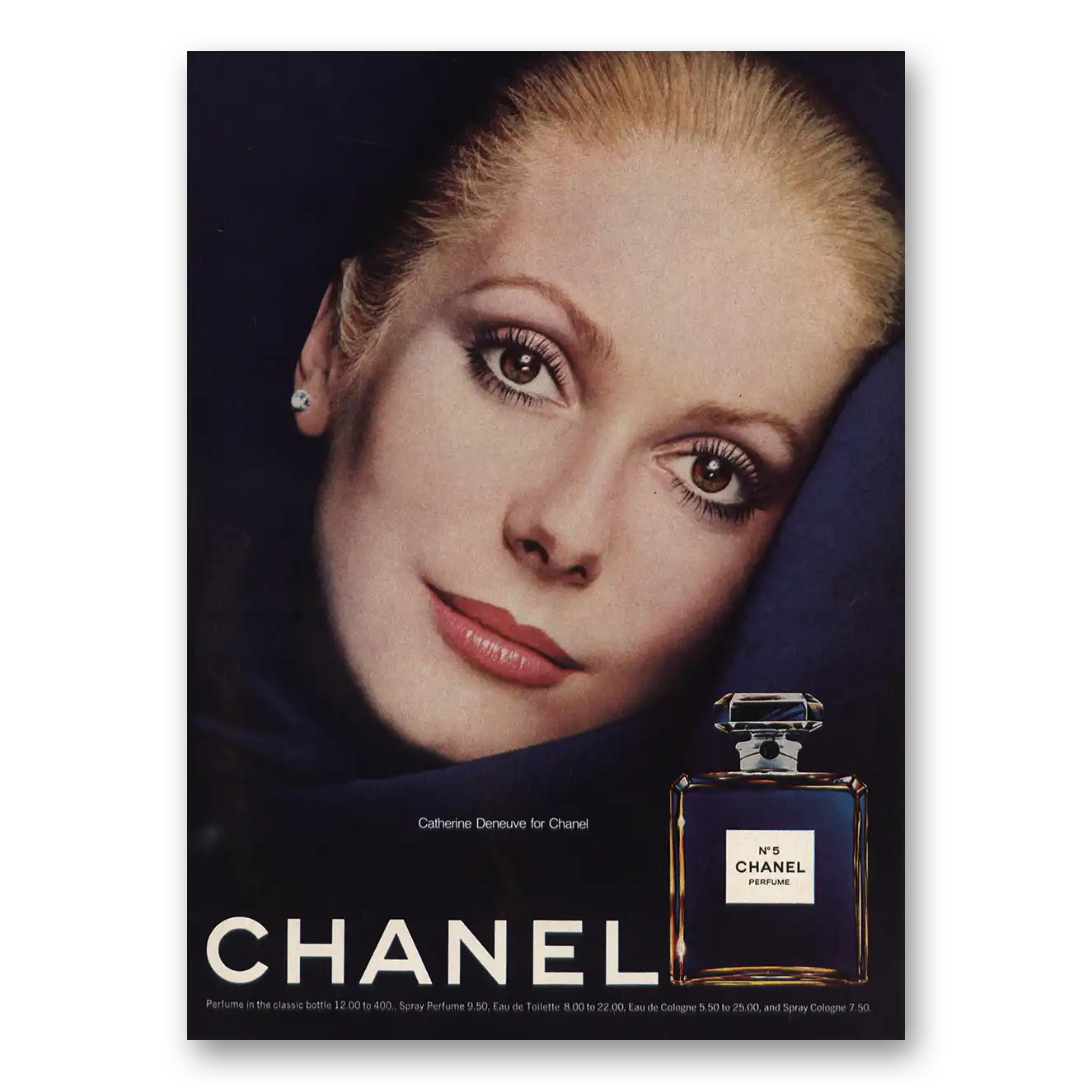 1975 Chanel No 5 Catherine Deneuve for Chanel Vintage Magazine Print Ad