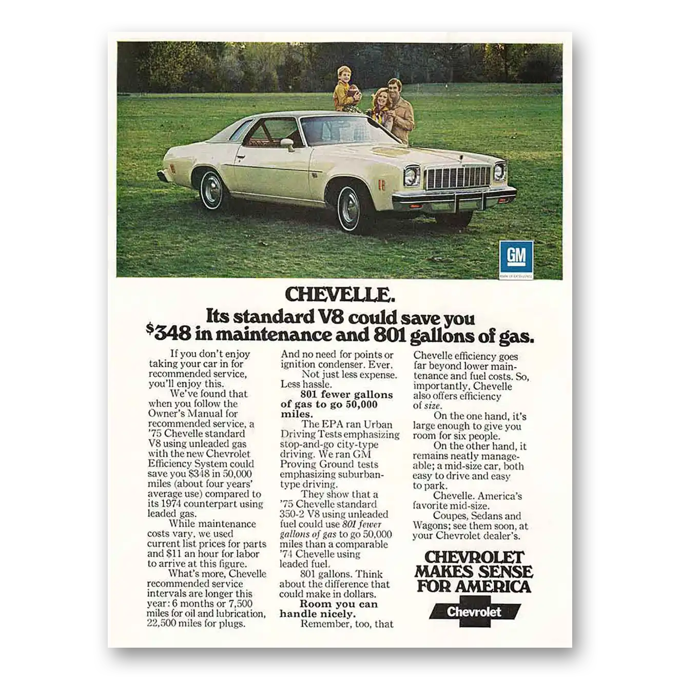 1975 Chevrolet Chevelle Standard V8 Could Save You Vintage Magazine Print Ad