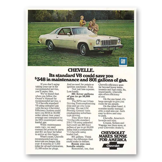 1975 Chevrolet Chevelle Standard V8 Could Save You Vintage Magazine Print Ad