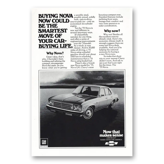 1975 Chevrolet Nova Smartest Move Vintage Magazine Print Ad