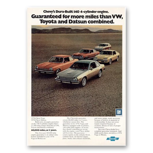 1975 Chevrolet Monza Vega Dura Built 140 Vintage Magazine Print Ad